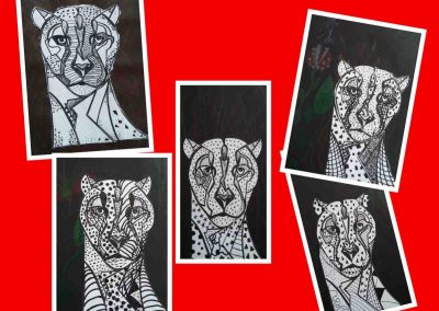 Jaguar im Dschungel- Punkt, Linie, Schraffur und Muster